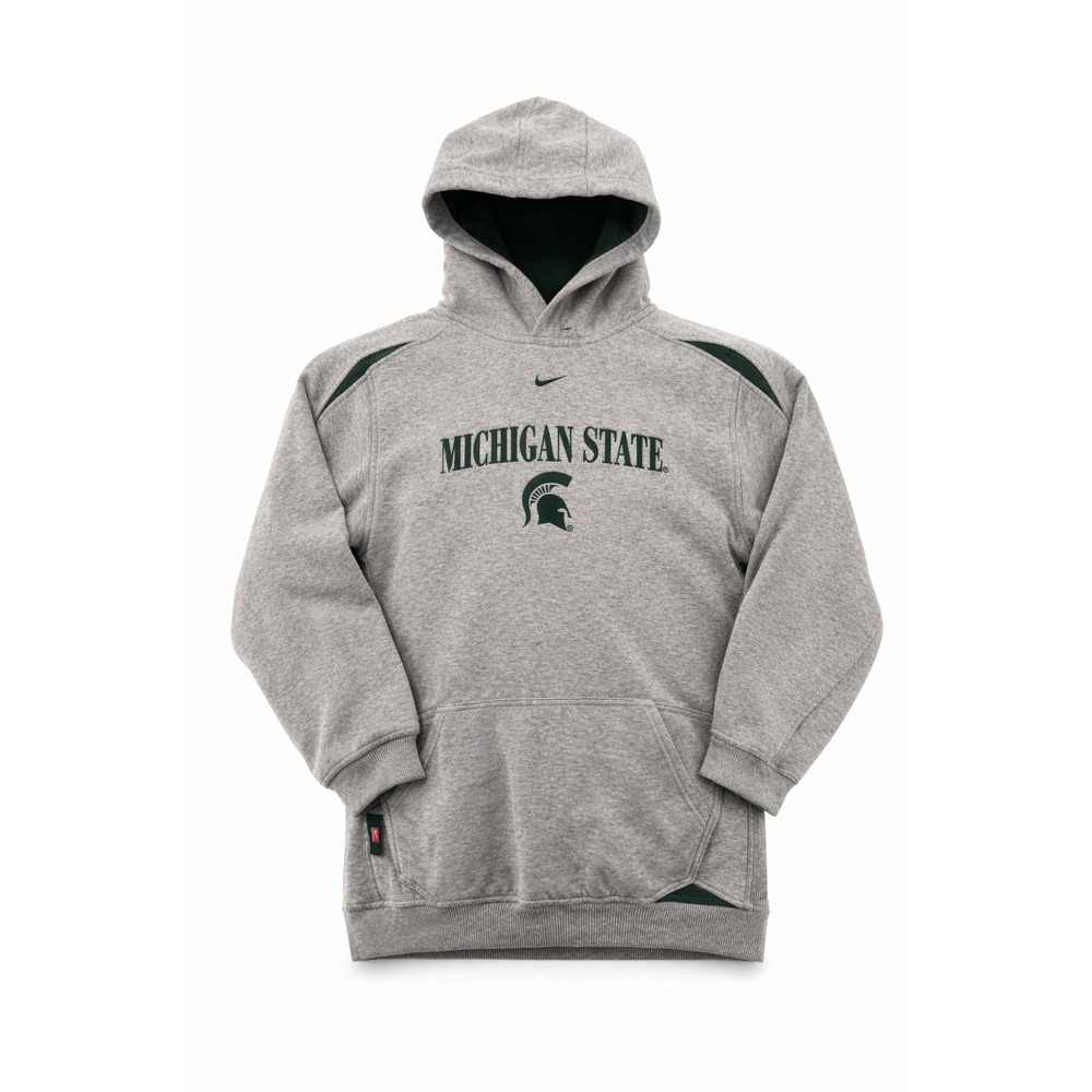 Nike Team Michigan State Hoodie Youth XL Gray Center Swoosh Spellout Varsity MSU